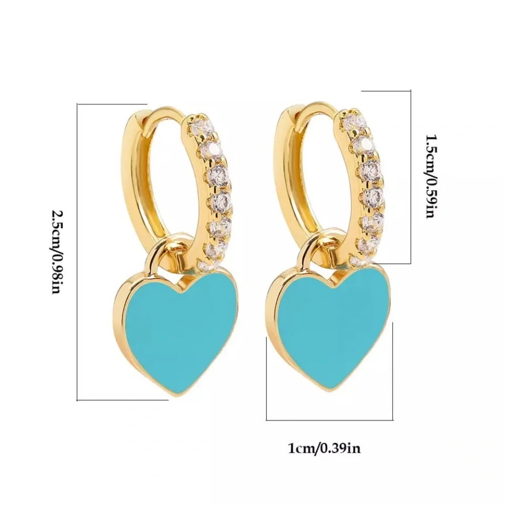 Anthro Nano 1Pair Heart Turquoise Gold Micro Hinges Earrings - Picture 2 of 16